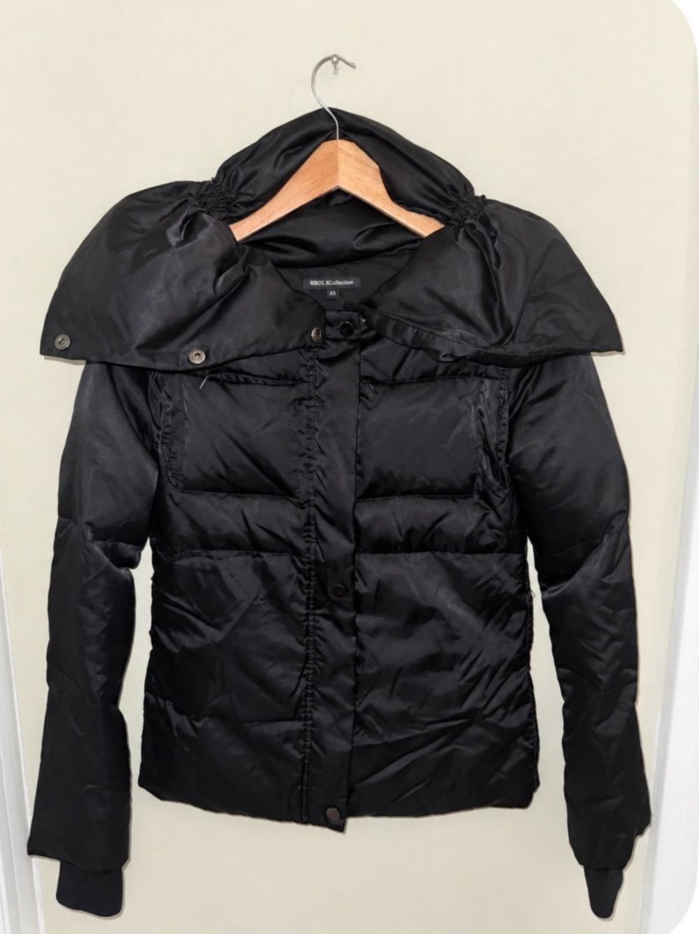 Authentic RUDSAK Black Down Puffer Jacket with Oversized Collar Size XS #28800